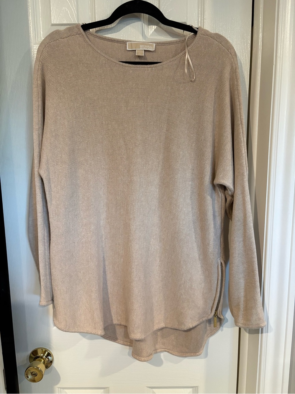 Michael Kors Beige Crewneck Knit Sweater Tunic Length
